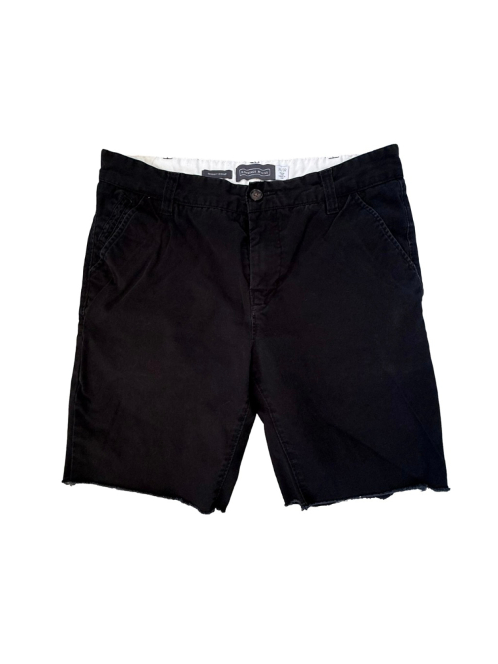 Hawkings McGill Black Cut Off Chino Shorts 33 Raw Hem